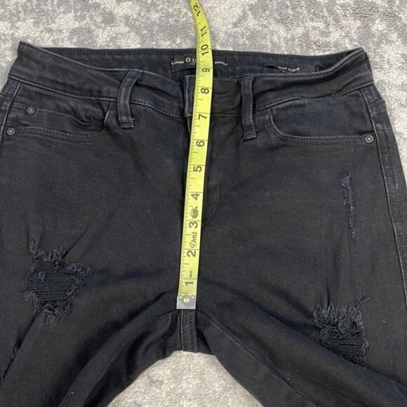 Guess Sexy Curve Skinny Jeans Black Distressed Destroyed Raw Hem Sz 26 - Picture 10 of 15